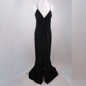 Cinq a Sept Mollie Crepe Keyhole Gown, Black, US 10